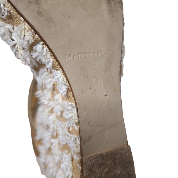 Chelsea Paris By Theresa Ebagua Womens Size 9 Ivory Tan Ankle Tie Wedge … - Picture 5 of 5